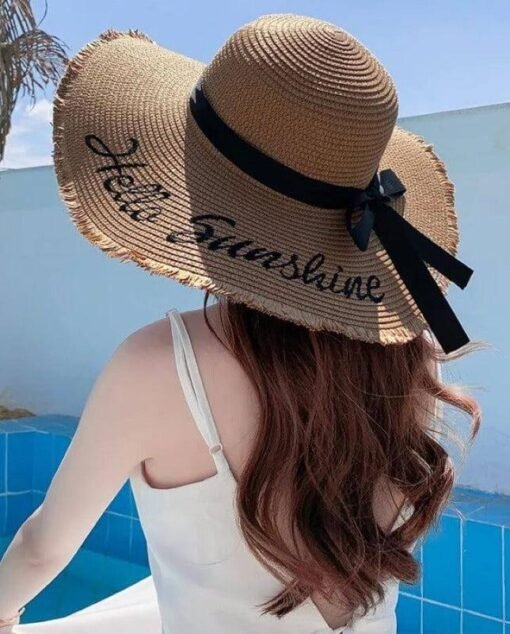 "Hello Sunshine" Floppy Sun Straw Hat – Image 5