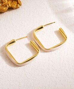 Team Spirit 18K Gold-Plated Square Enamel Earrings | Gameday Earrings