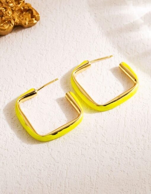 Team Spirit 18K Gold-Plated Square Enamel Earrings | Gameday Earrings – Image 5