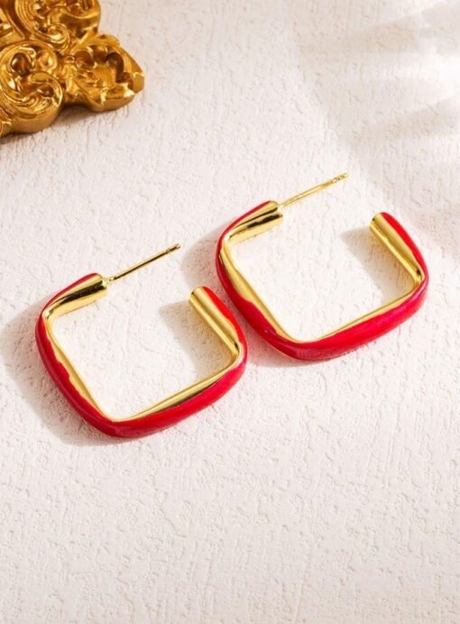 Team Spirit 18K Gold-Plated Square Enamel Earrings | Gameday Earrings – Image 6