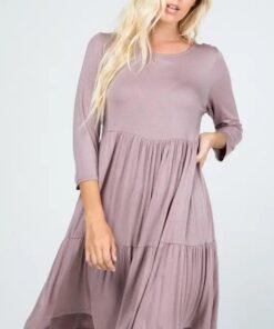 3/4 Sleeve Tiered Dress