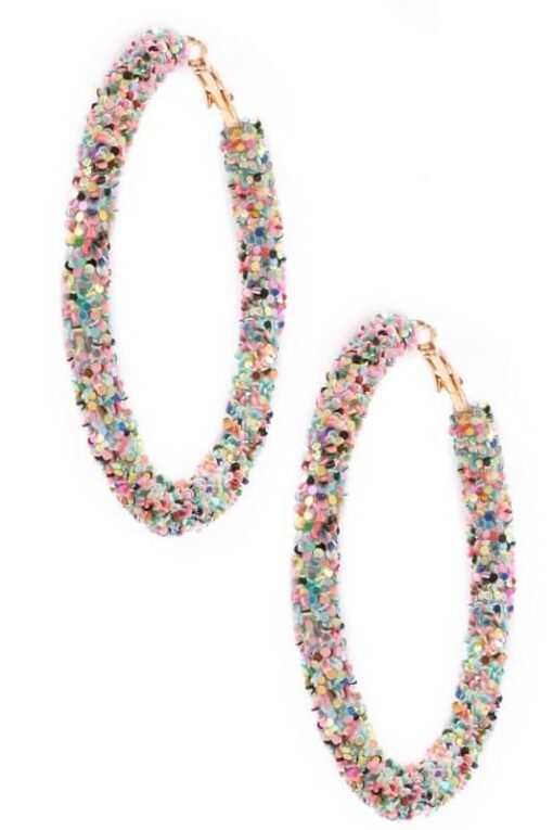 Sparkle Hoop Earrings - Sequin Hoop Earrings