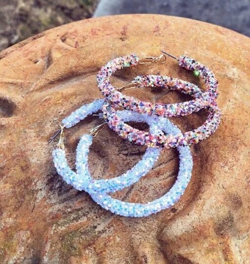 Sparkle Hoop Earrings - Sequin Hoop Earrings – Image 5