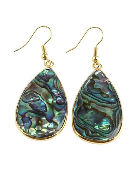 Abalone Shell Earrings - Teardrop Dangle Earrings – Image 3