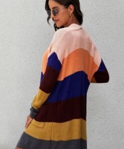 Abigail Colorblock Open Front Knit Cardigan