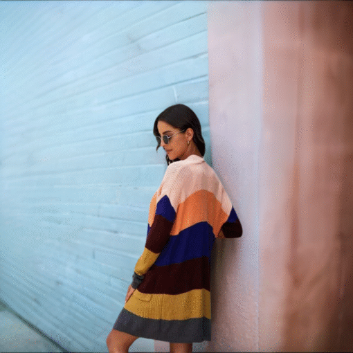 Abigail Colorblock Open Front Knit Cardigan – Image 4