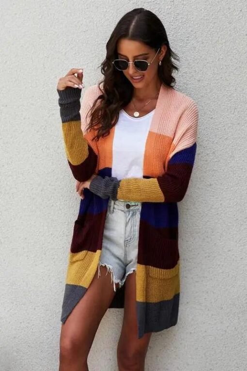 Abigail Colorblock Open Front Knit Cardigan – Image 5
