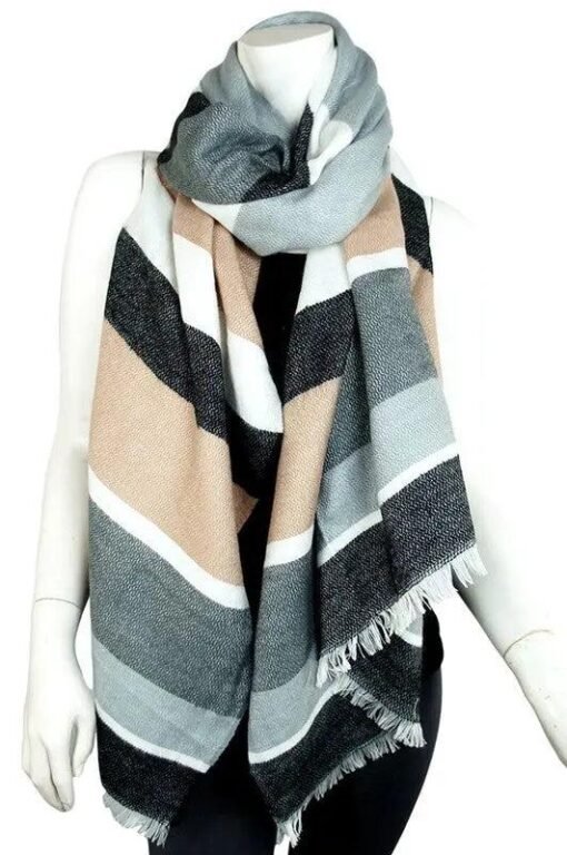 Addison Multicolor Striped Fringe Scarf Scarves – Image 6
