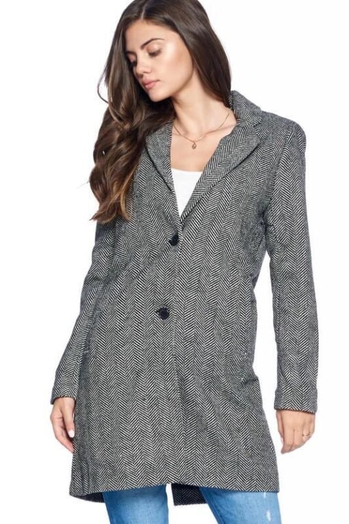 Women Dress Coat - Herringbone Dress Coat – Image 4