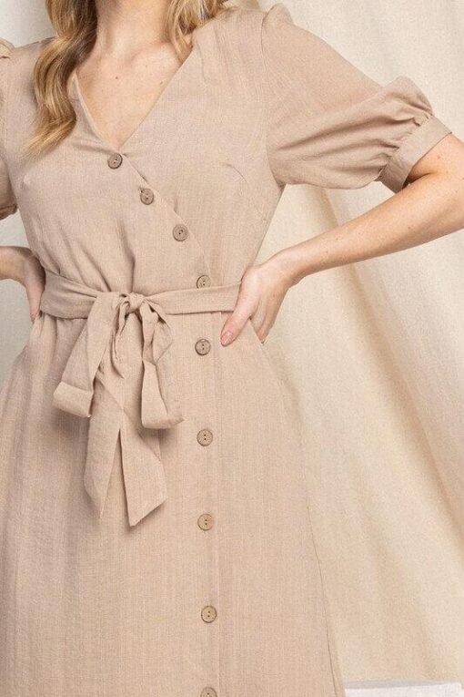 Asymmetrical Button-Down Wrapped Midi Dress – Image 5
