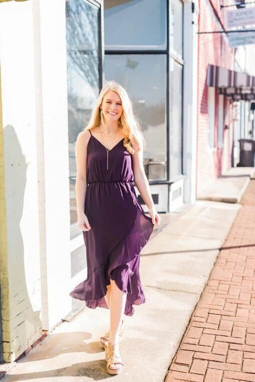 Asymmetrical Hem Dress - Ruffle Hem Dress