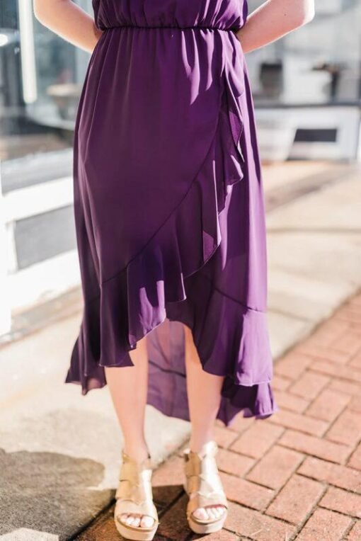 Asymmetrical Hem Dress - Ruffle Hem Dress – Image 4
