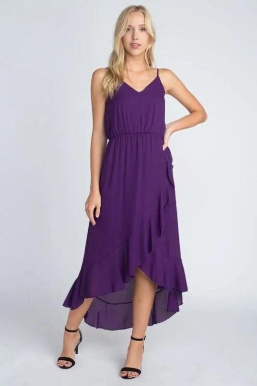 Asymmetrical Hem Dress - Ruffle Hem Dress – Image 5