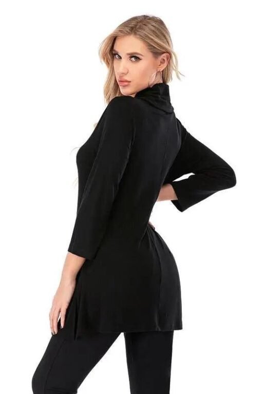 Aubrey Cowl-Neck Pullover Tunic Sweater – Image 3