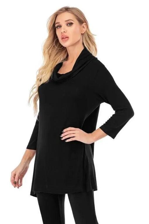 Aubrey Cowl-Neck Pullover Tunic Sweater – Image 4
