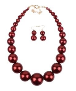 Beaded Pearl Statement Necklace and Earring Set