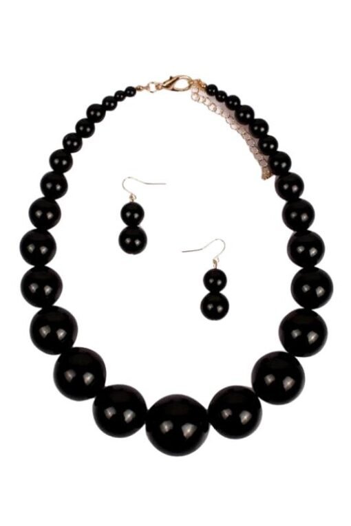 Beaded Pearl Statement Necklace and Earring Set – Image 4