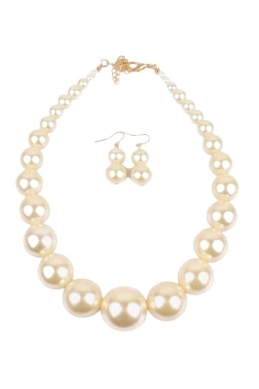 Beaded Pearl Statement Necklace and Earring Set – Image 5