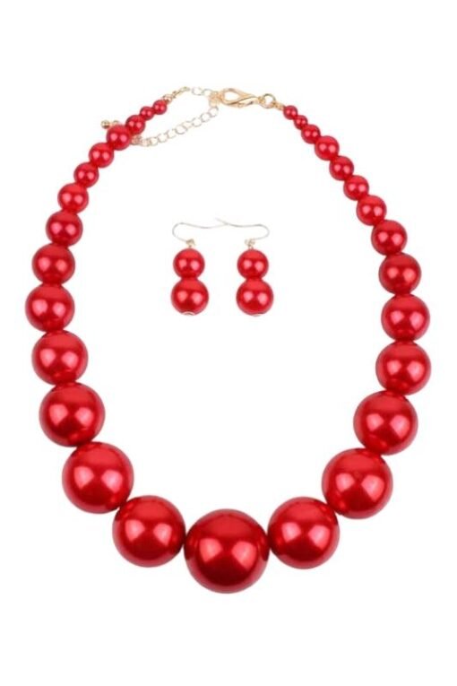 Beaded Pearl Statement Necklace and Earring Set – Image 6