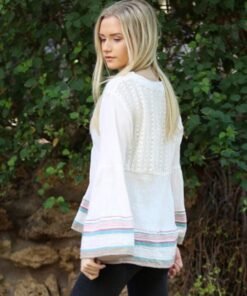Bell Sleeve Crocheted Blouse