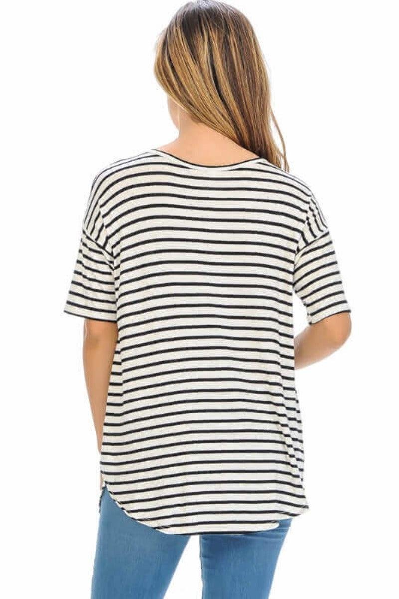 Striped Short Sleeve Top | Mature Women's Knit Tops – Image 3