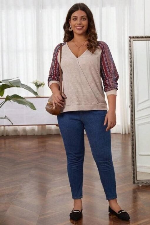 Bohemian Surplice Long Sleeve V-Neck Top – Image 3