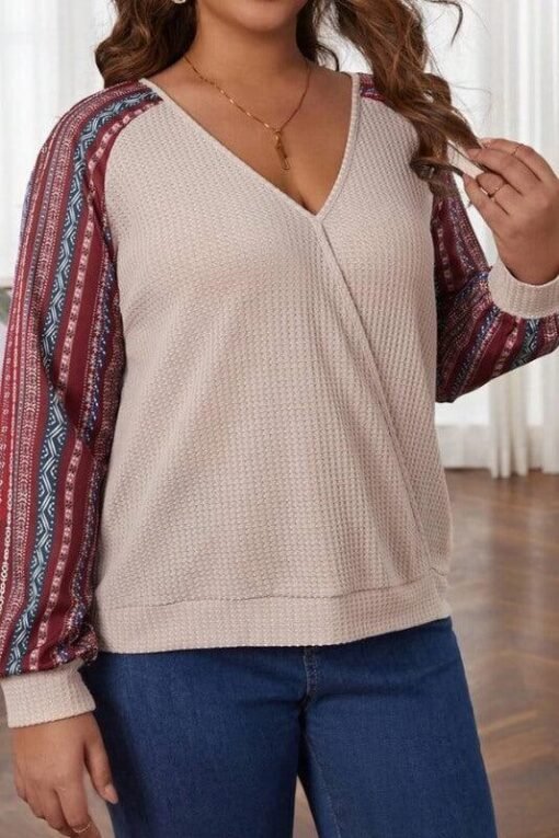Bohemian Surplice Long Sleeve V-Neck Top – Image 6