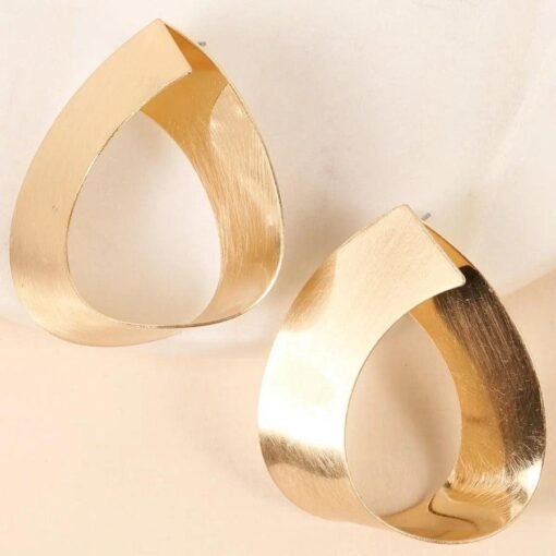 Brushed Metal Infinity Ribbon Earrings Jewelry – Image 3