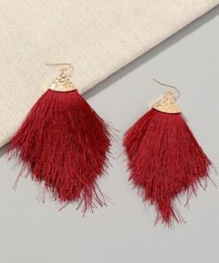 Burgundy Tassel Fringe Earrings | BOHO Earrings