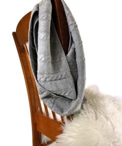 Cable-Knit Infinity Scarf - Grey Scarves