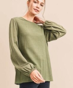Caroline Loose Contrast Balloon Sleeve Top