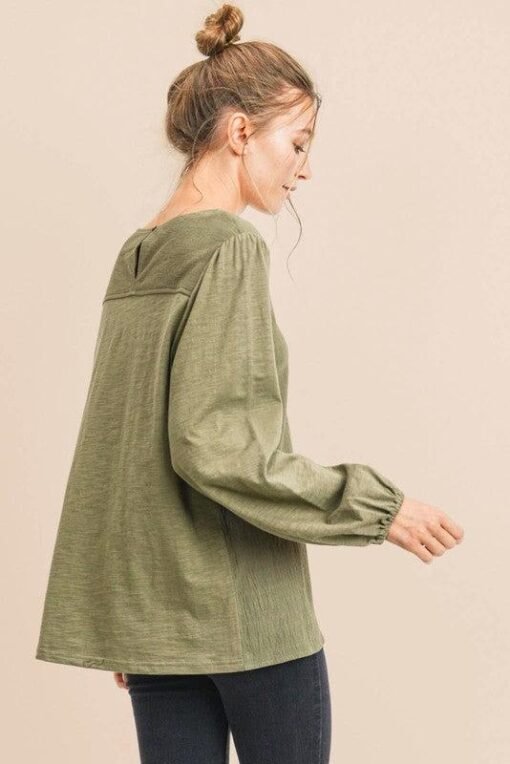 Caroline Loose Contrast Balloon Sleeve Top – Image 5