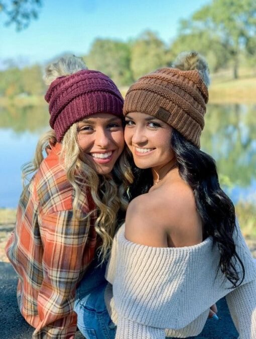 CC Beanie Fur Pom-Pom Beanie Hats – Image 3