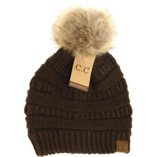 CC Beanie Fur Pom-Pom Beanie Hats – Image 5