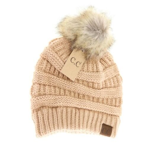 CC Beanie Fur Pom-Pom Beanie Hats – Image 6