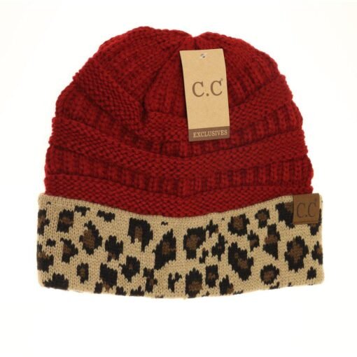 CC Beanie Leopard Print Beanie Hats – Image 3