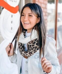 CC Beanie Ribbed Knit Leopard Print Infinity Scarf Scarves