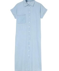 Chambray Button-Up Midi Dress