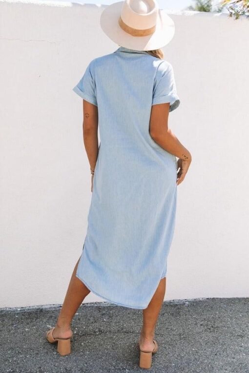 Chambray Button-Up Midi Dress – Image 6