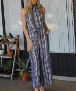 Chambray Stripe Wide-Leg Pants Bottoms | Clearance Items
