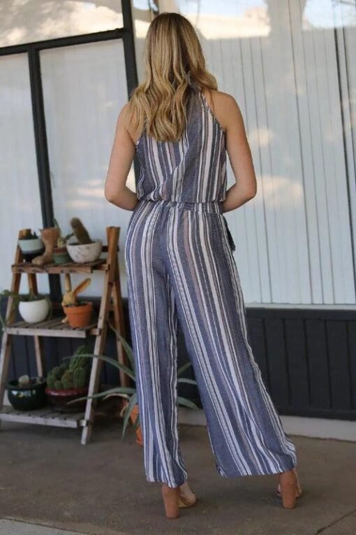 Chambray Stripe Wide-Leg Pants Bottoms | Clearance Items – Image 3
