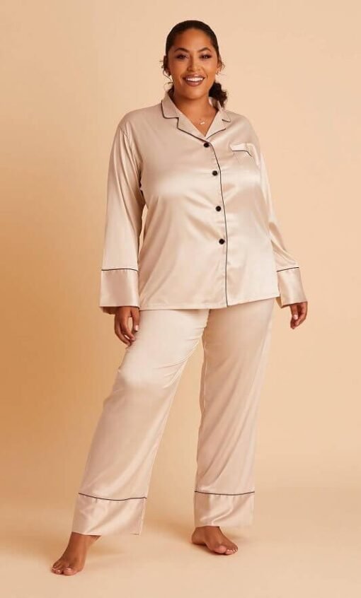 Satin Pajamas Set | Long Sleeve Pajamas | Mature Women's Loungewear – Image 3