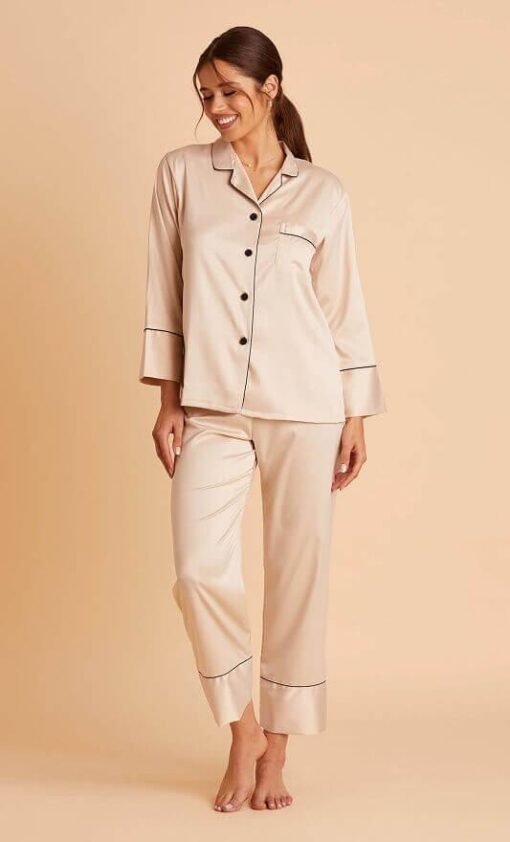Satin Pajamas Set | Long Sleeve Pajamas | Mature Women's Loungewear – Image 5