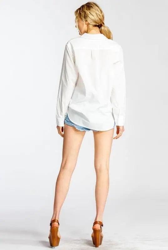 Classic Button Down Boyfriend Woven Shirt | Button Down Blouse – Image 5