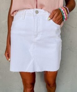 Classic Denim Skirt | White Denim Skirt | Denim for Women