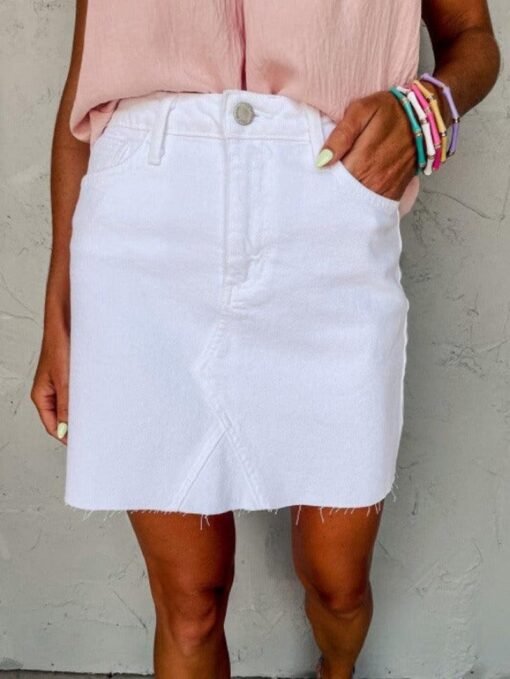 Classic Denim Skirt | White Denim Skirt | Denim for Women