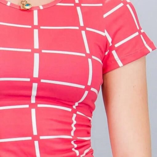 Coral Grid Dress | Women's Knit Dresses – Image 4