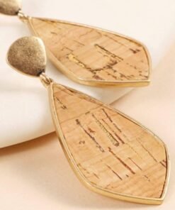 Cork Metal Stud Dangling Earrings