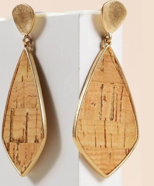 Cork Metal Stud Dangling Earrings – Image 3
