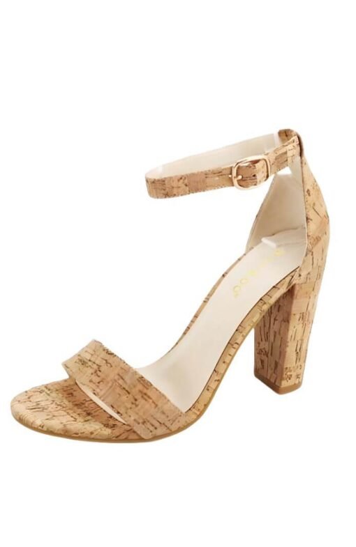 Cork Strappy Block Heel Shoes